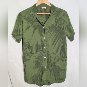Khush Sz S Forest Green Casual Button Down Over Shirt